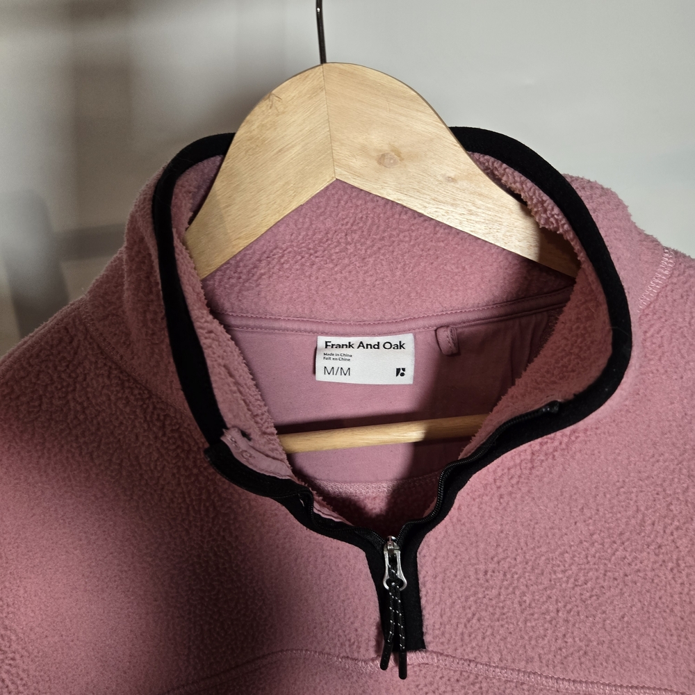 Frank & Oak Pink Half-Zip Fleece Pullover Medium - Picture 4 of 9